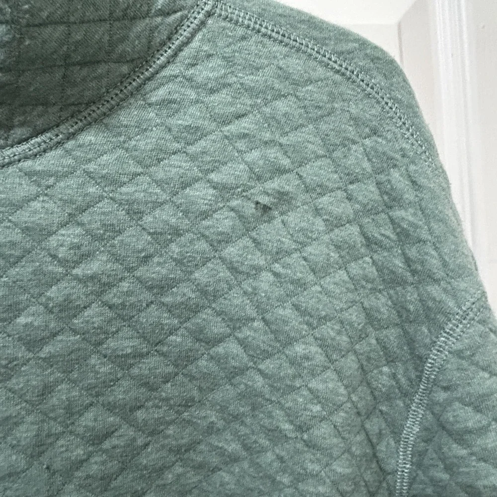 J.Crew Authentic Quilted Quarter Zip Pullover Mens XXL Sage‎ Green 100% Cotton